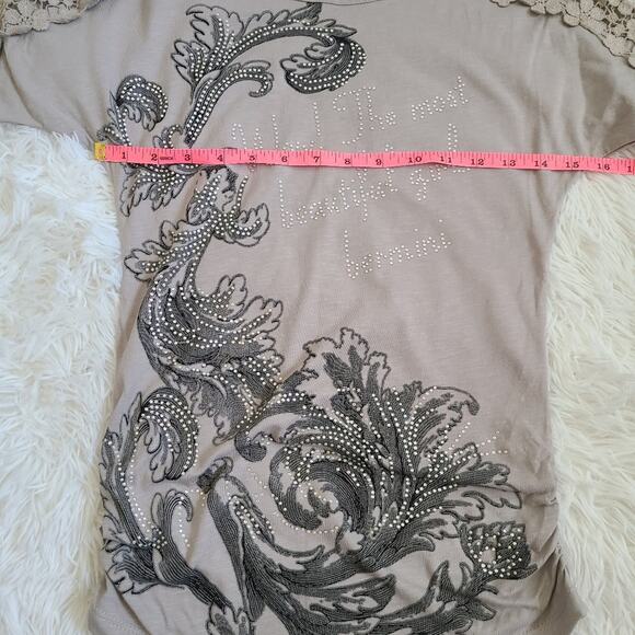 Bermini Beautiful Girls Bedazzled Lace Sleeve T-Shirt SZ XS - Picture 10 of 12